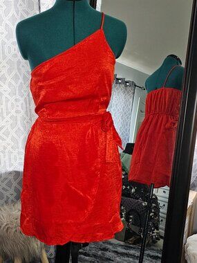 Peach Love California One‑Shoulder Wrap Dress – Size S - NWOT